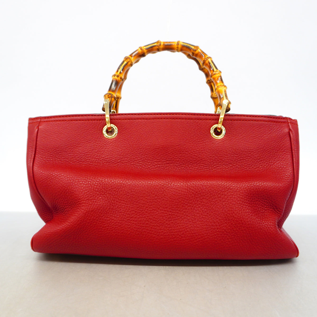【6hc1948-k】グッチ ハンドバッグ バンブー 323660 レザー レッド シャンパンゴールド金具 2wayバッグ【中古】レディース