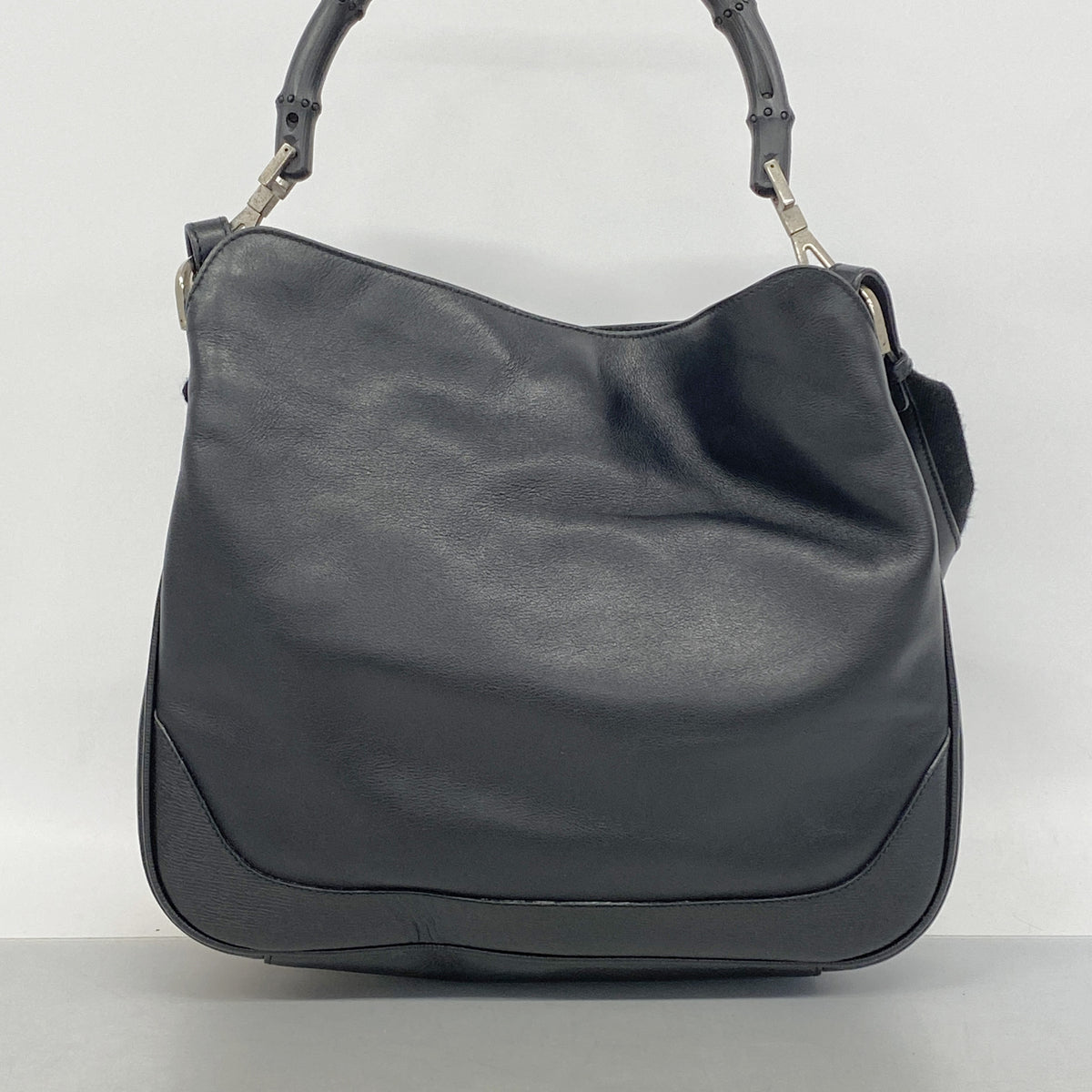【6hc1979-k】グッチ ハンドバッグ バンブー 001 4095 レザー ブラック シルバー金具 2wayバッグ【中古】レディース