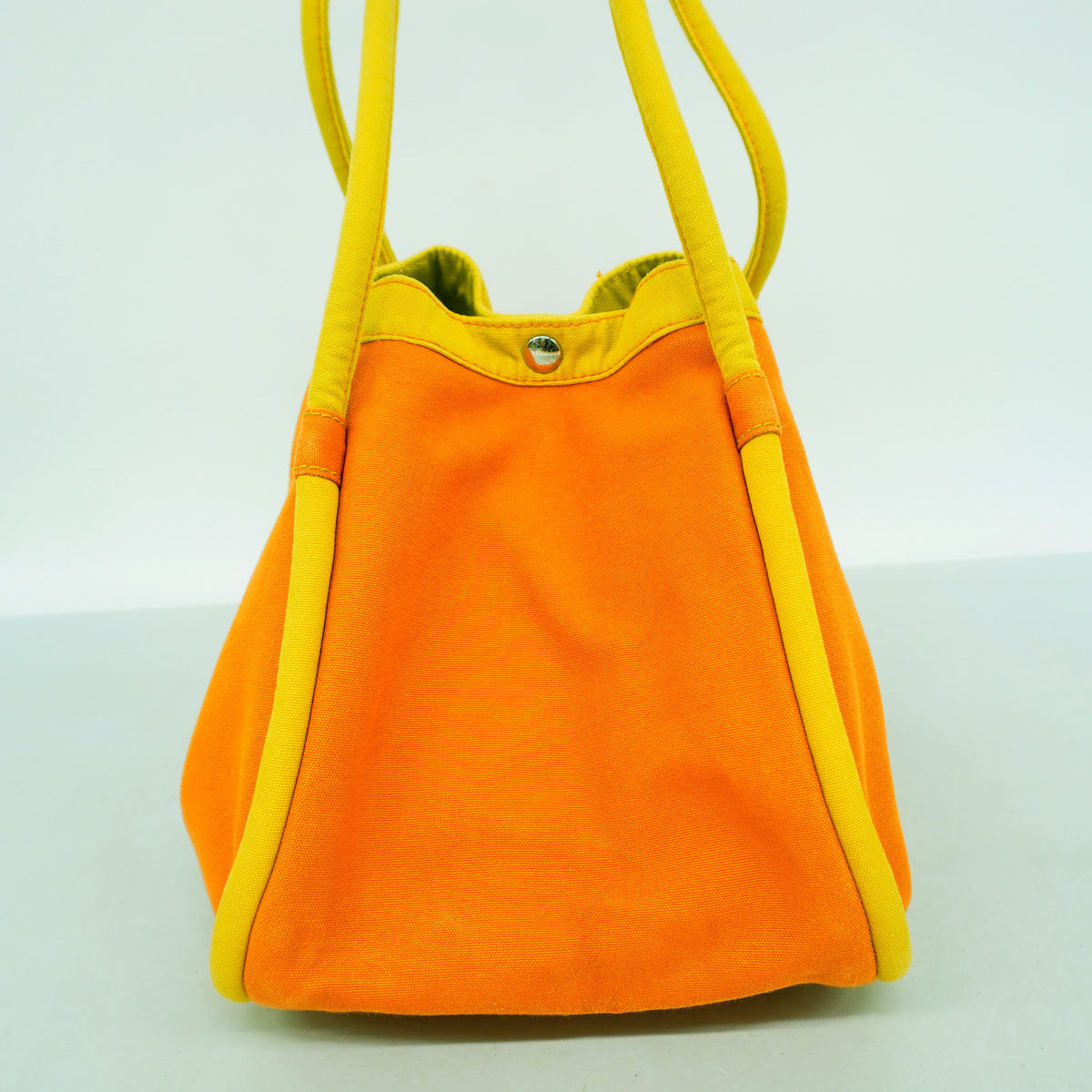 【6hc2105】エルメス トートバッグ サックカバPM キャンバス オレンジ イエロー シルバー金具【中古】レディース