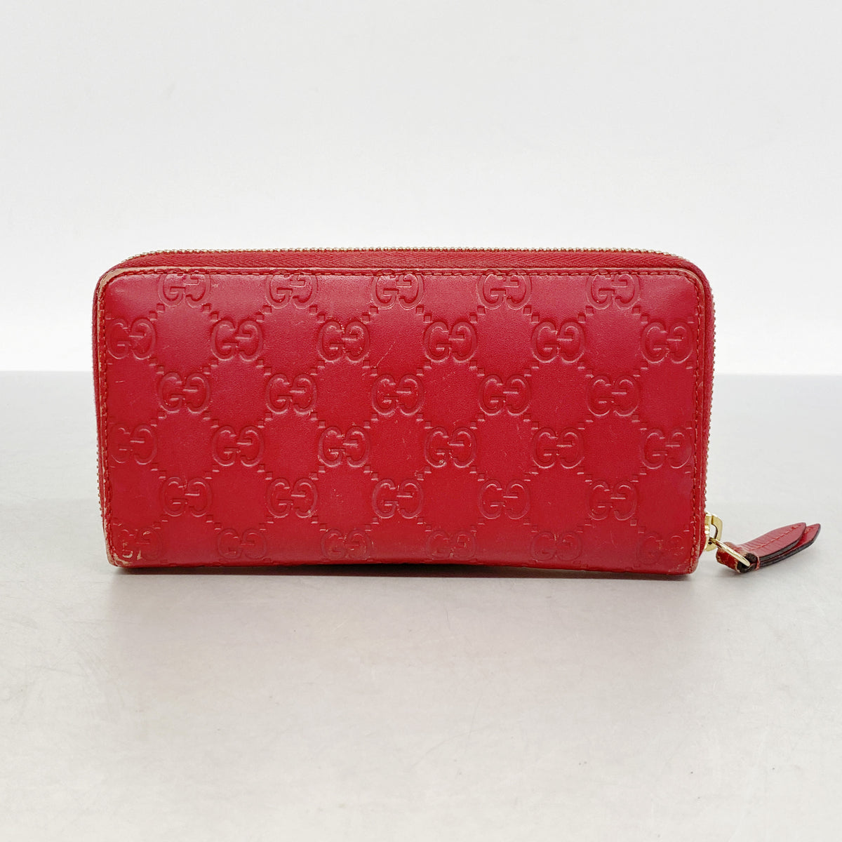 【6hc2313-k】グッチ 長財布 グッチシマ 410102 レザー レッド ゴールド金具【中古】レディース