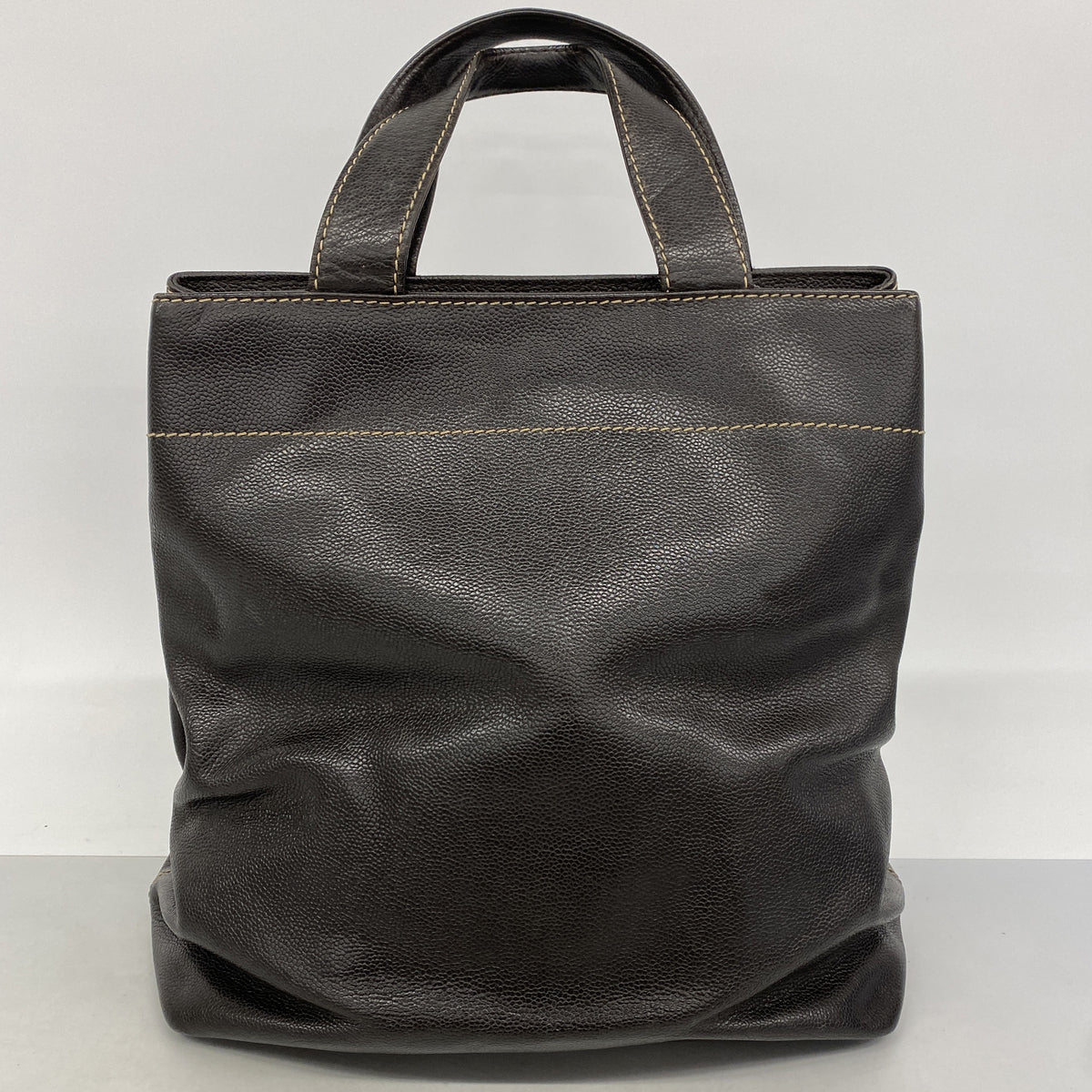 【6hc2390-k】シャネル トートバッグ キャビアスキン ブラウン シルバー金具【中古】レディース