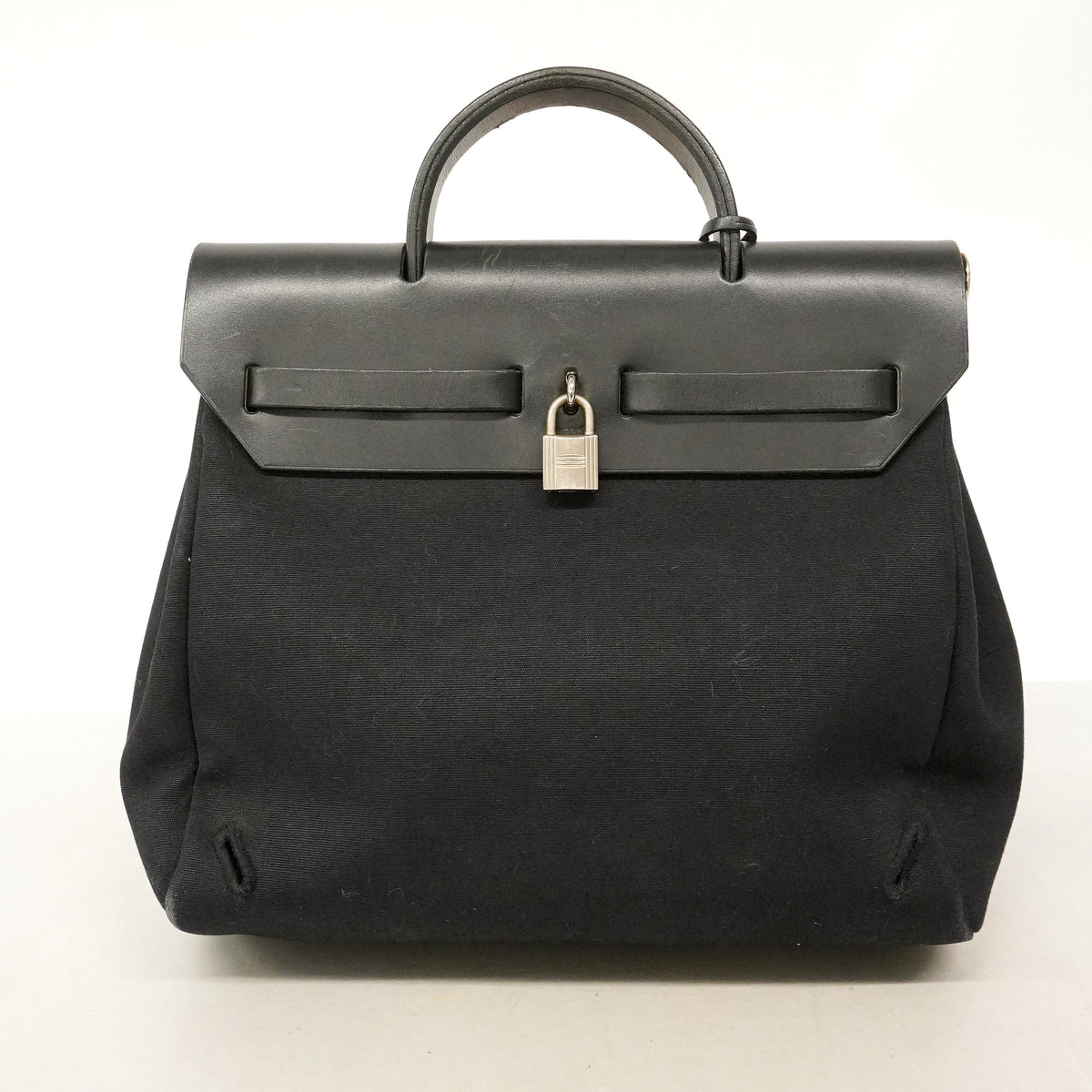 【6hb0099】エルメス ハンドバッグ エールバッグアドPM トワルオフィシエ ブラック シルバー金具 □F刻印 2wayバッグ【中古】レディース