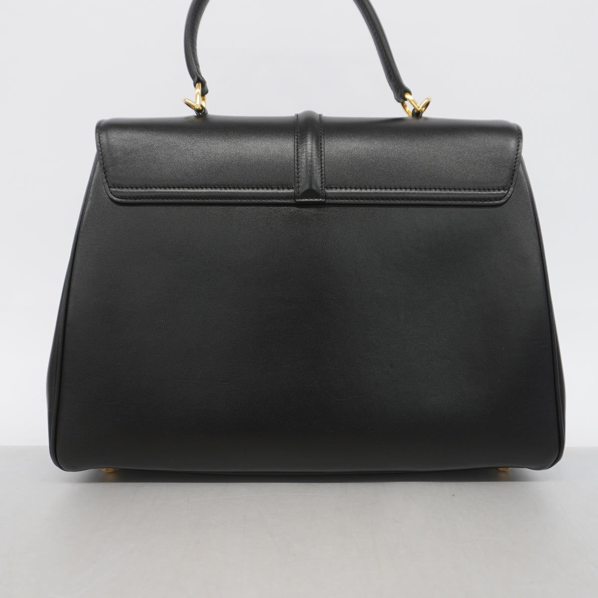 【6hd2954-h】セリーヌ ハンドバッグ セーズ レザー ブラック ゴールド金具 2wayバッグ【中古】レディース