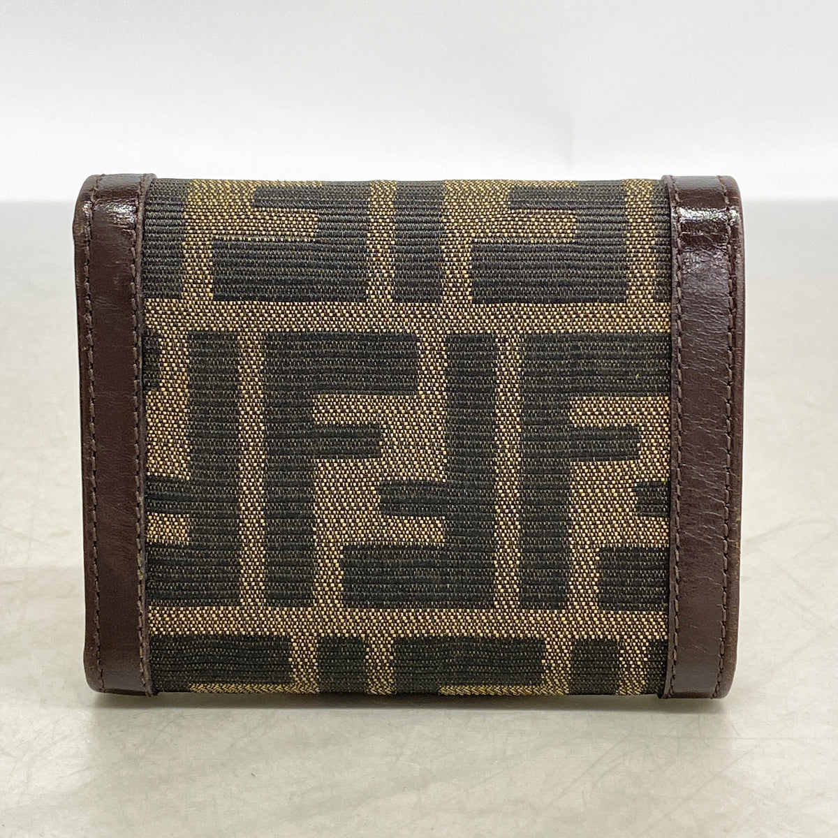 【6hd3862】フェンディ 三つ折り財布 ズッカ ナイロンキャンバス ブラウン シルバー金具【中古】レディース