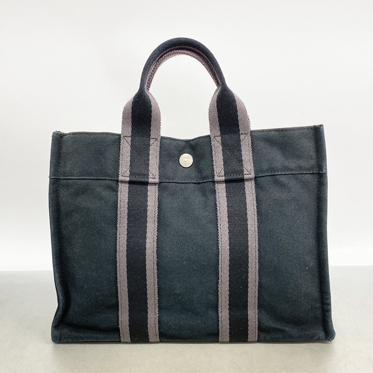 【6hd4273】エルメス ハンドバッグ フールトゥPM キャンバス ブラック シルバー金具【中古】レディース