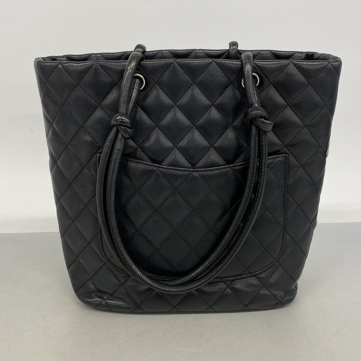 【6he4461】シャネル トートバッグ カンボン ラムスキン ブラック シルバー金具【中古】レディース
