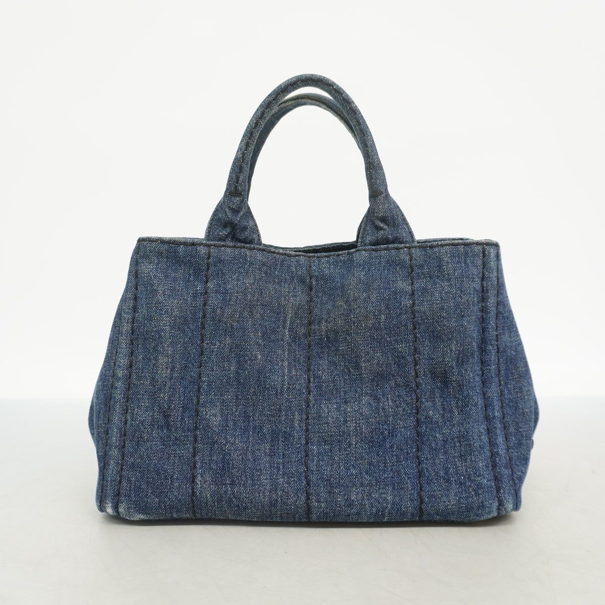 【6he4629】プラダ トートバッグ カナパ デニム ブルー ゴールド金具 2wayバッグ【中古】レディース