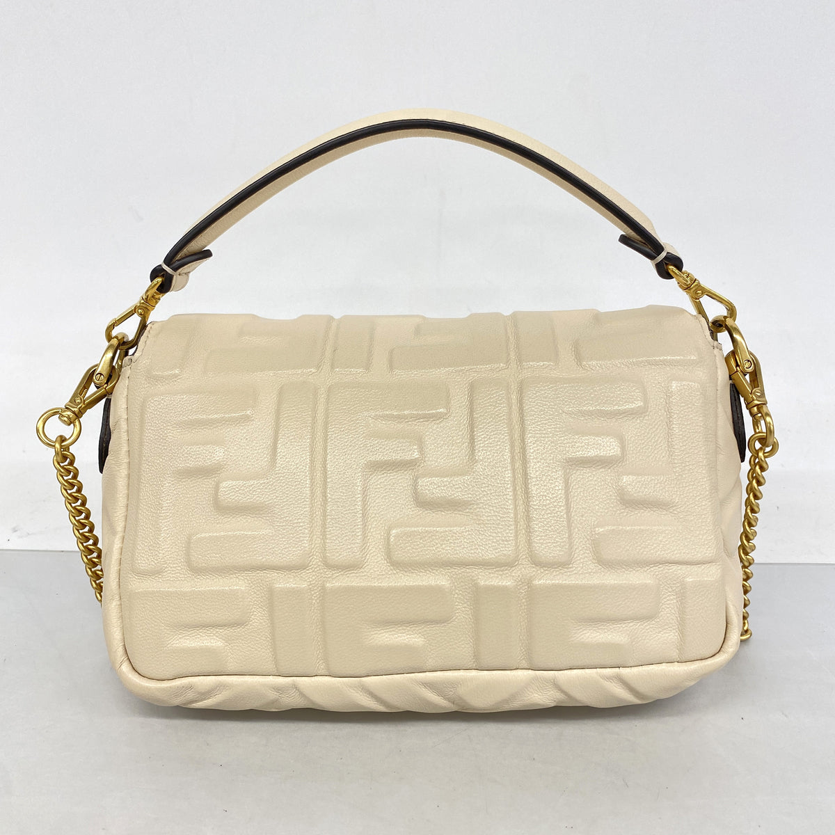 【6he4706】フェンディ ハンドバッグ バゲット レザー アイボリー ゴールド金具 2wayバッグ【中古】レディース