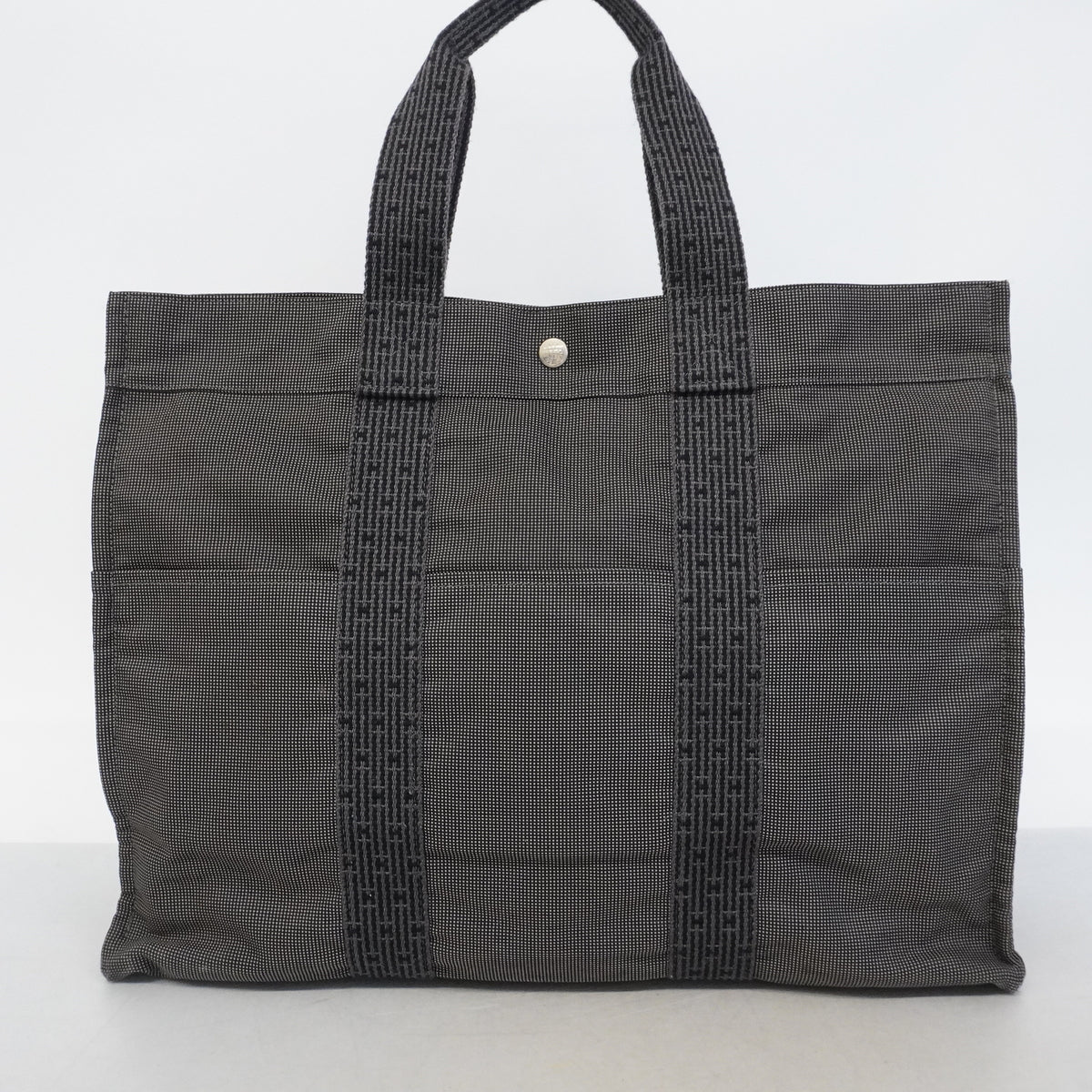 【6he4715-k】エルメス ハンドバッグ エールラインGM キャンバス グレー【中古】メンズ レディース ユニセックス