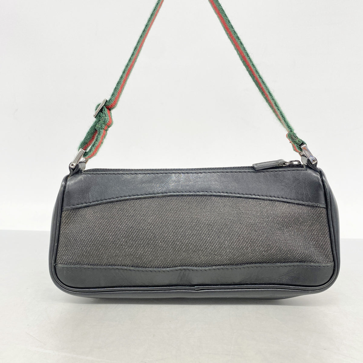 【6he4774-k】グッチ ハンドバッグ シェリーライン 92820 デニム ブラック シルバー金具【中古】レディース