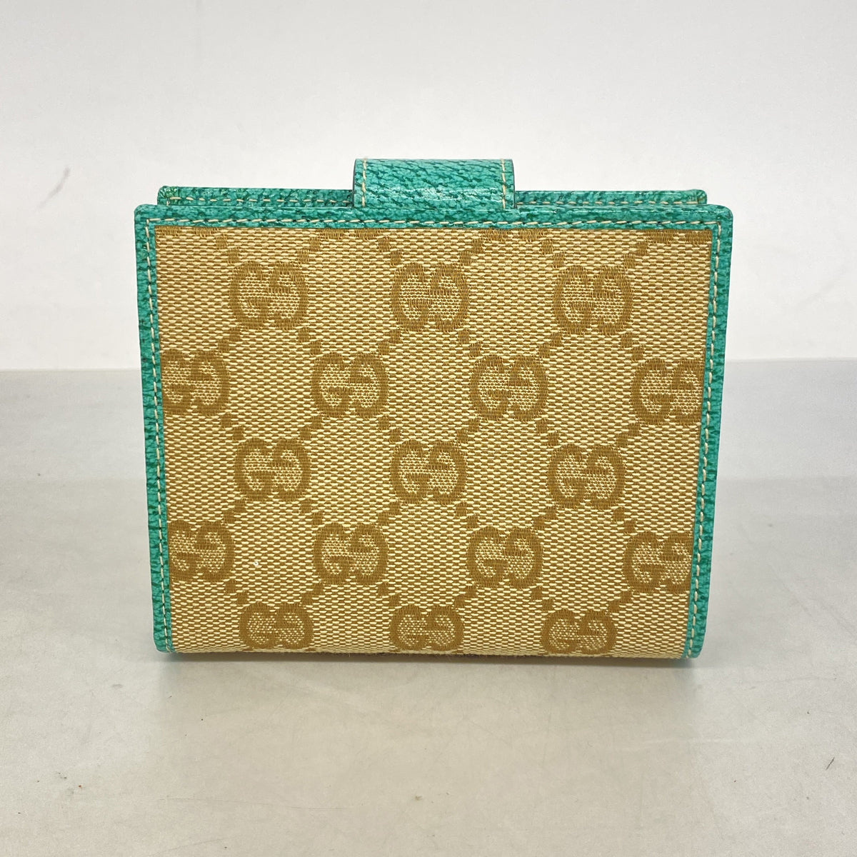 【6he5311】グッチ 財布 GGキャンバス 115091 キャンバス ベージュ グリーン シルバー金具【中古】レディース