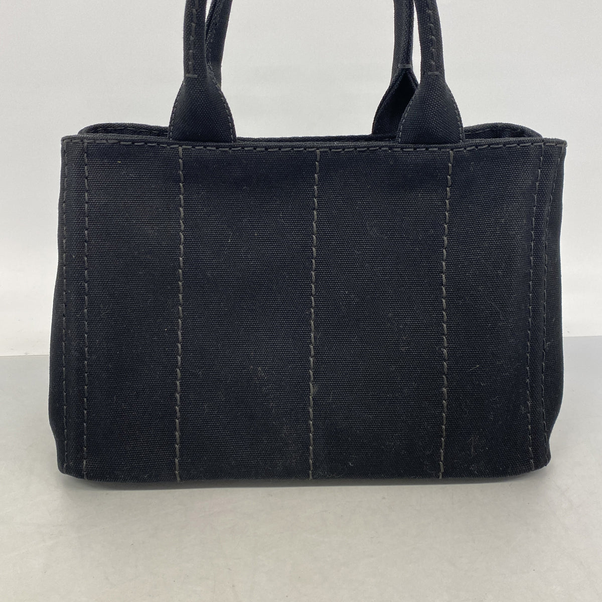 【6he5326-k】プラダ ハンドバッグ カナパ キャンバス ブラック ゴールド金具 2wayバッグ【中古】レディース