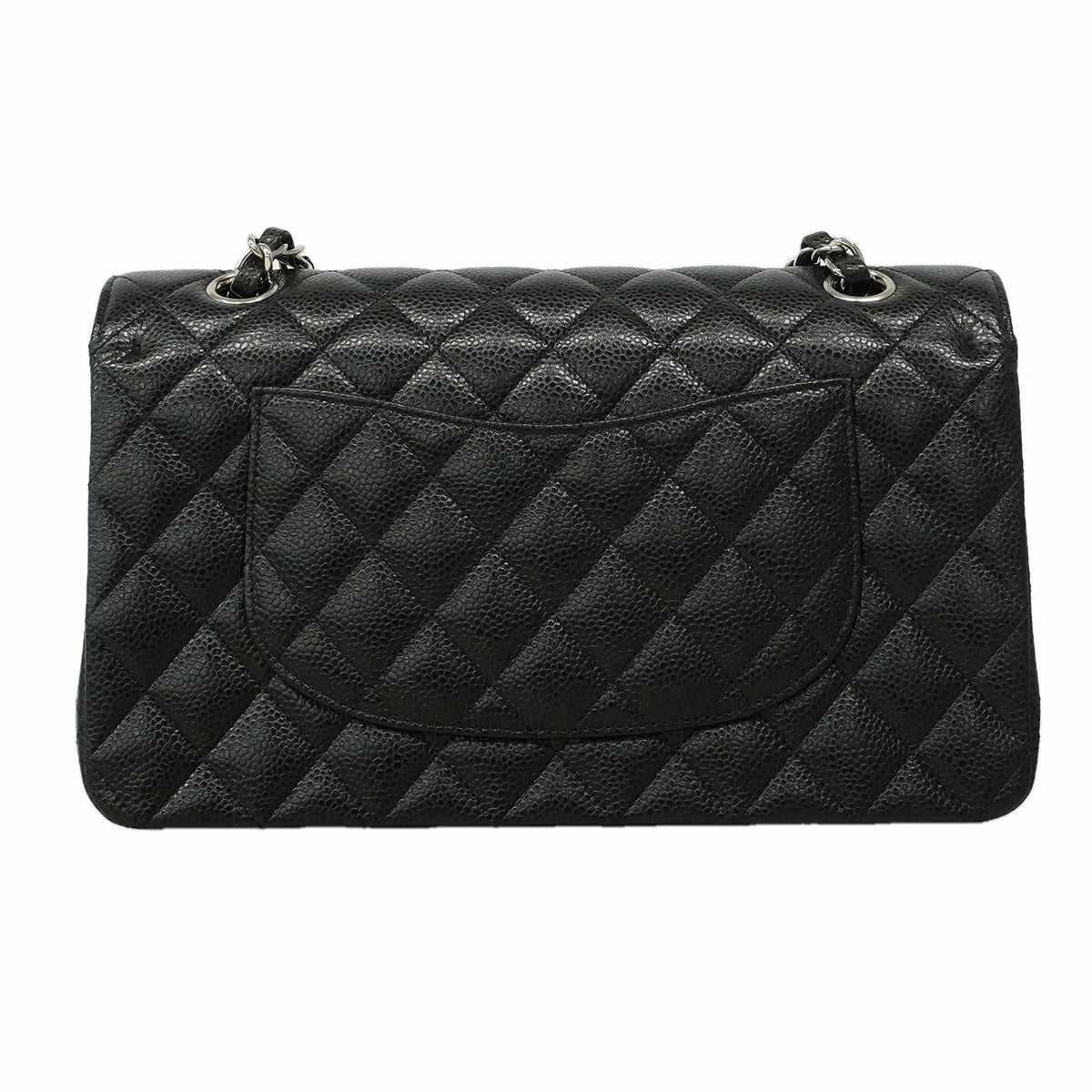 【6he5343】シャネル ショルダーバッグ マトラッセ Wフラップ Wチェーン キャビアスキン ブラック シルバー金具【中古】レディース