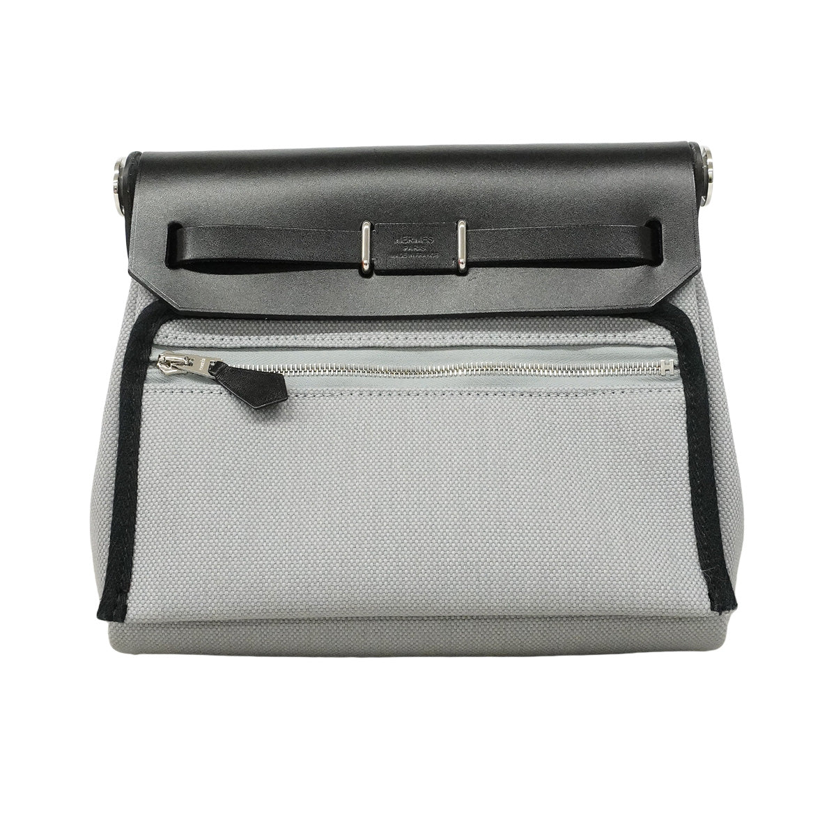 【6he5370】エルメス ショルダーバッグ エールバッグジップミニ トワルミリタリー グリパンタン シルバー金具 K刻印【中古】レディース