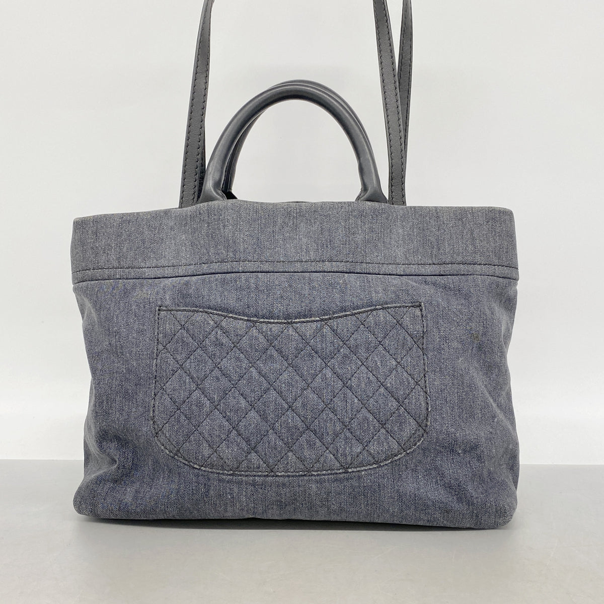 【6he5537】シャネル ハンドバッグ デニム グレー シルバー金具 2wayバッグ【中古】レディース
