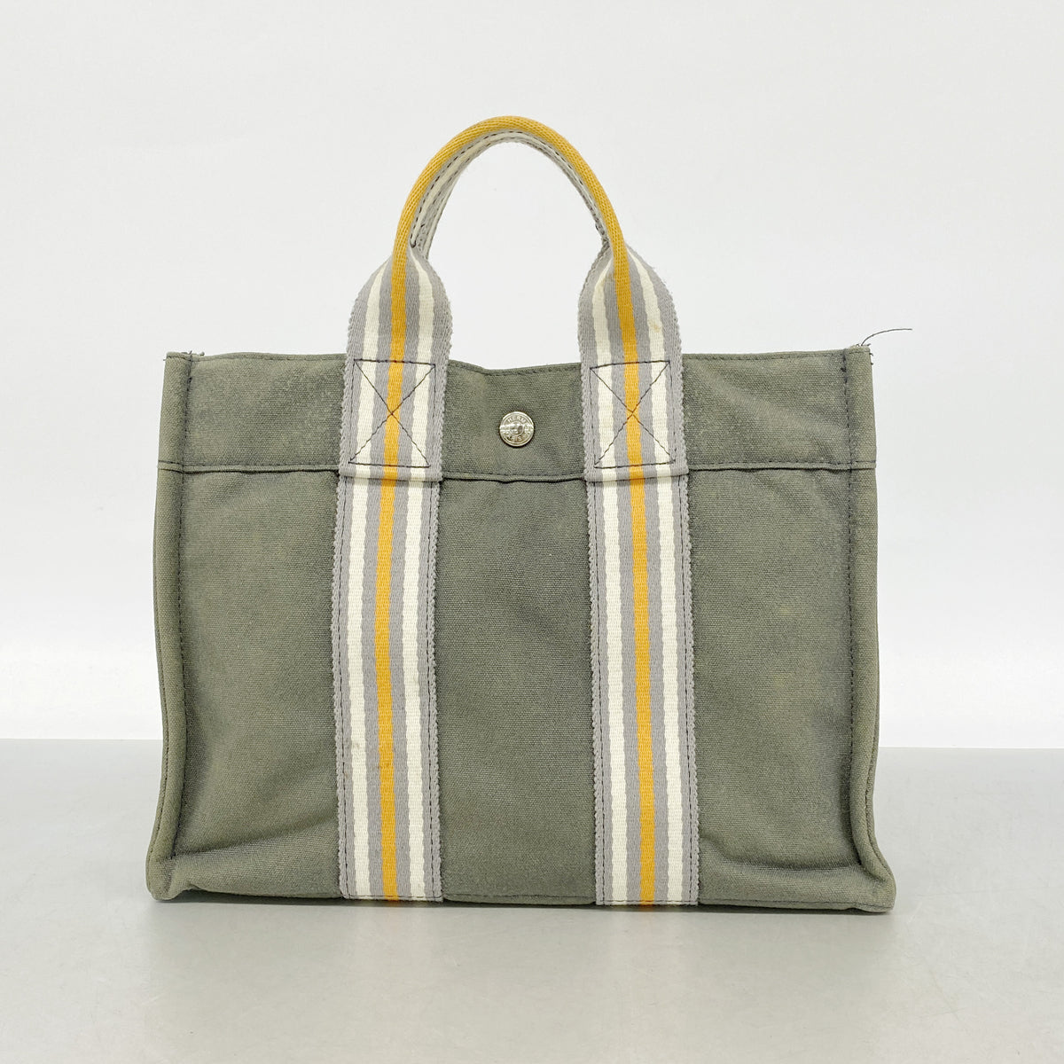 【6he5538】エルメス トートバッグ フールトゥPM キャンバス グレー シルバー金具【中古】メンズ レディース ユニセックス