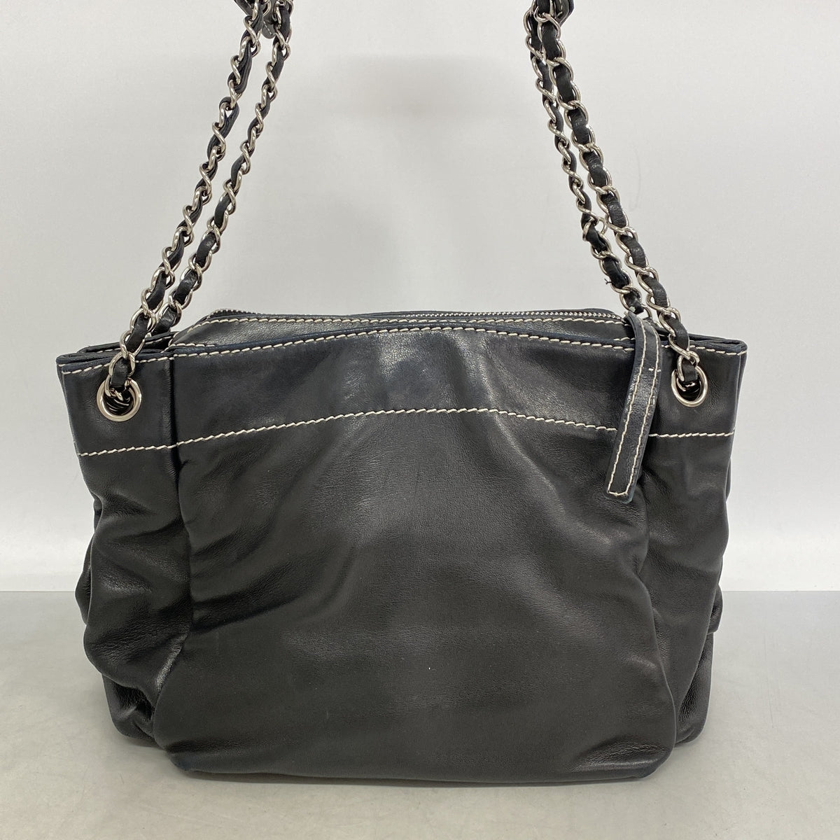 【6hf5929-k】シャネル ショルダーバッグ チェーンショルダー ラムスキン ブラック シルバー金具【中古】レディース