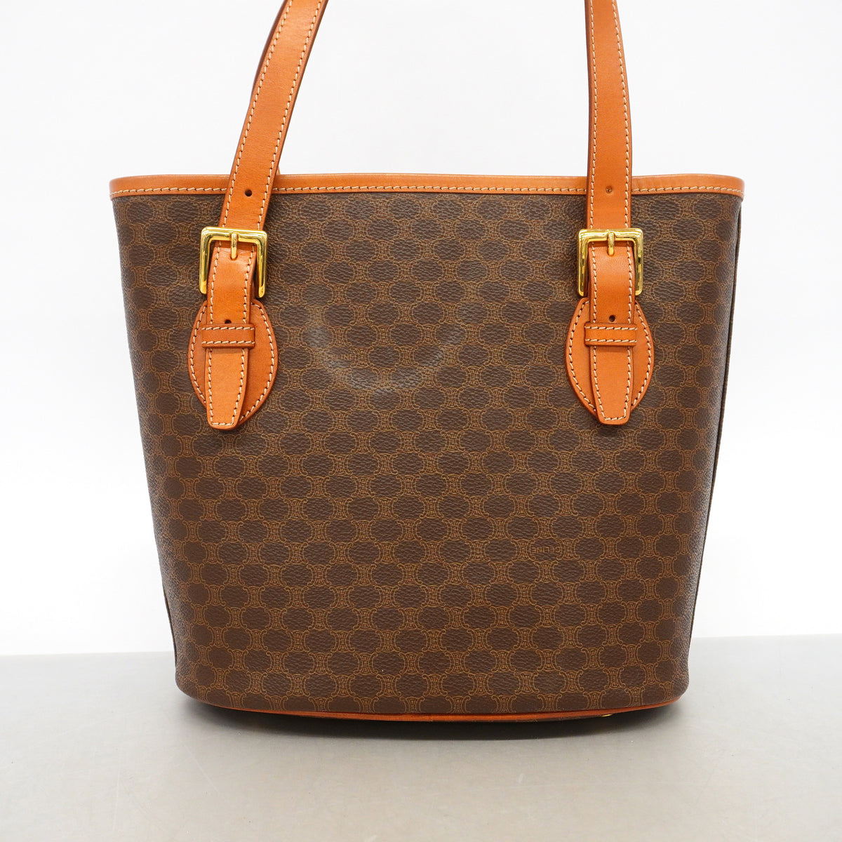 【6hf5987】セリーヌ トートバッグ マカダム PVC ブラウン ゴールド金具【中古】レディース