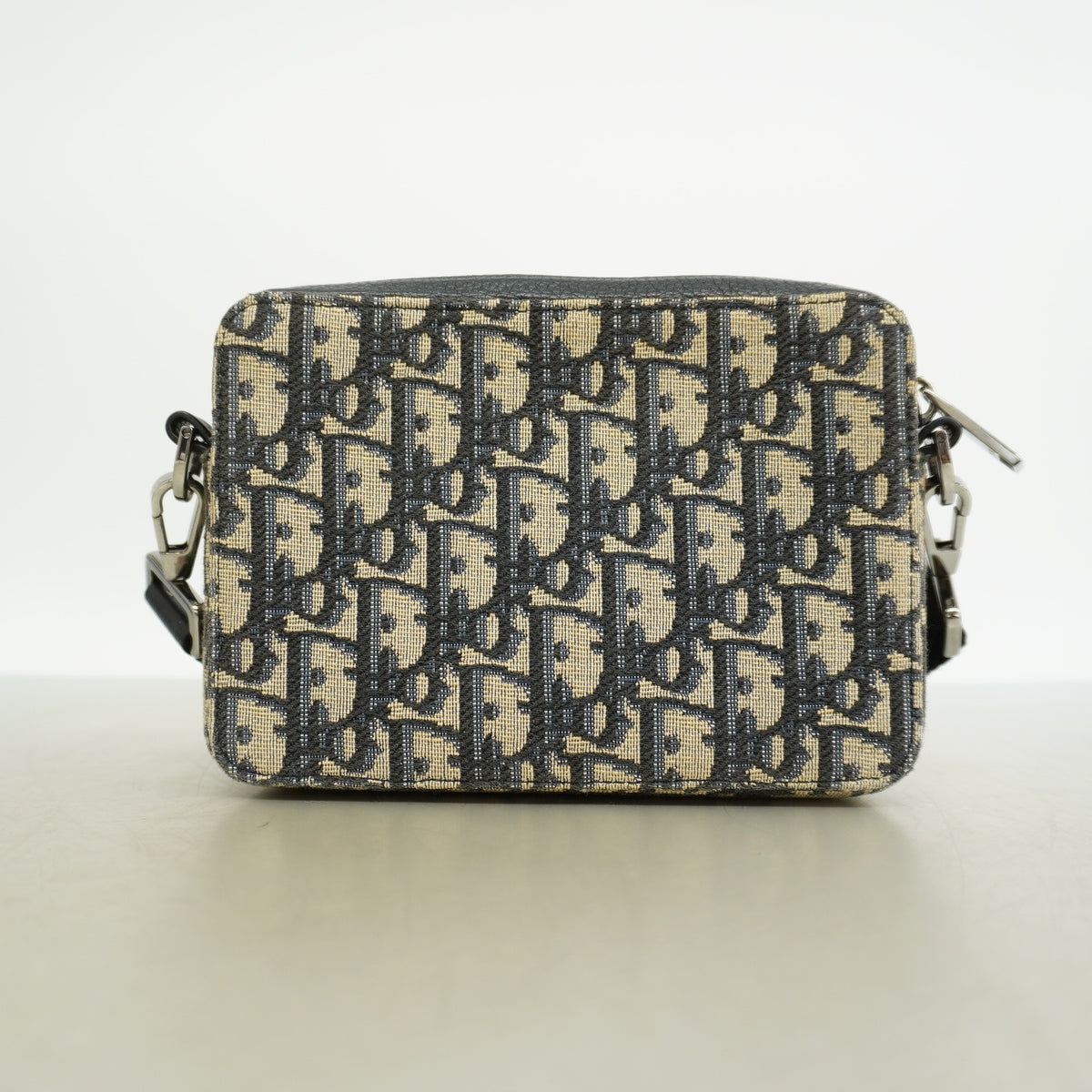 【6hf6103】クリスチャンディオール ショルダーバッグ オブリークジャカード キャンバス ベージュ ブラック シルバー金具【中古】レディース
