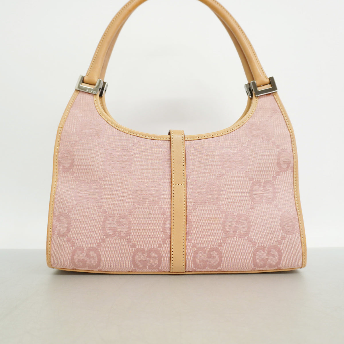 【6hf6179】グッチ ハンドバッグ ジャッキー ジャンボGG 002 1068 キャンバス ピンク シルバー金具【中古】レディース