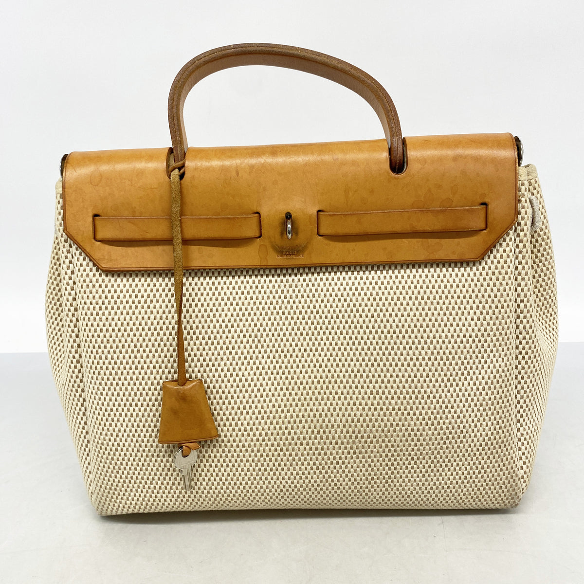 【6hf6270】エルメス ハンドバッグ エールバッグPM トワルGM ナチュラル シルバー金具 □G刻印【中古】レディース