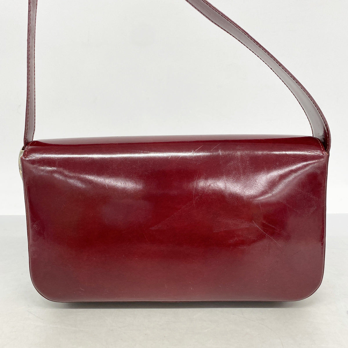 【6ia0086】カルティエ ショルダーバッグ パンテール エナメル ボルドー シルバー金具【中古】レディース