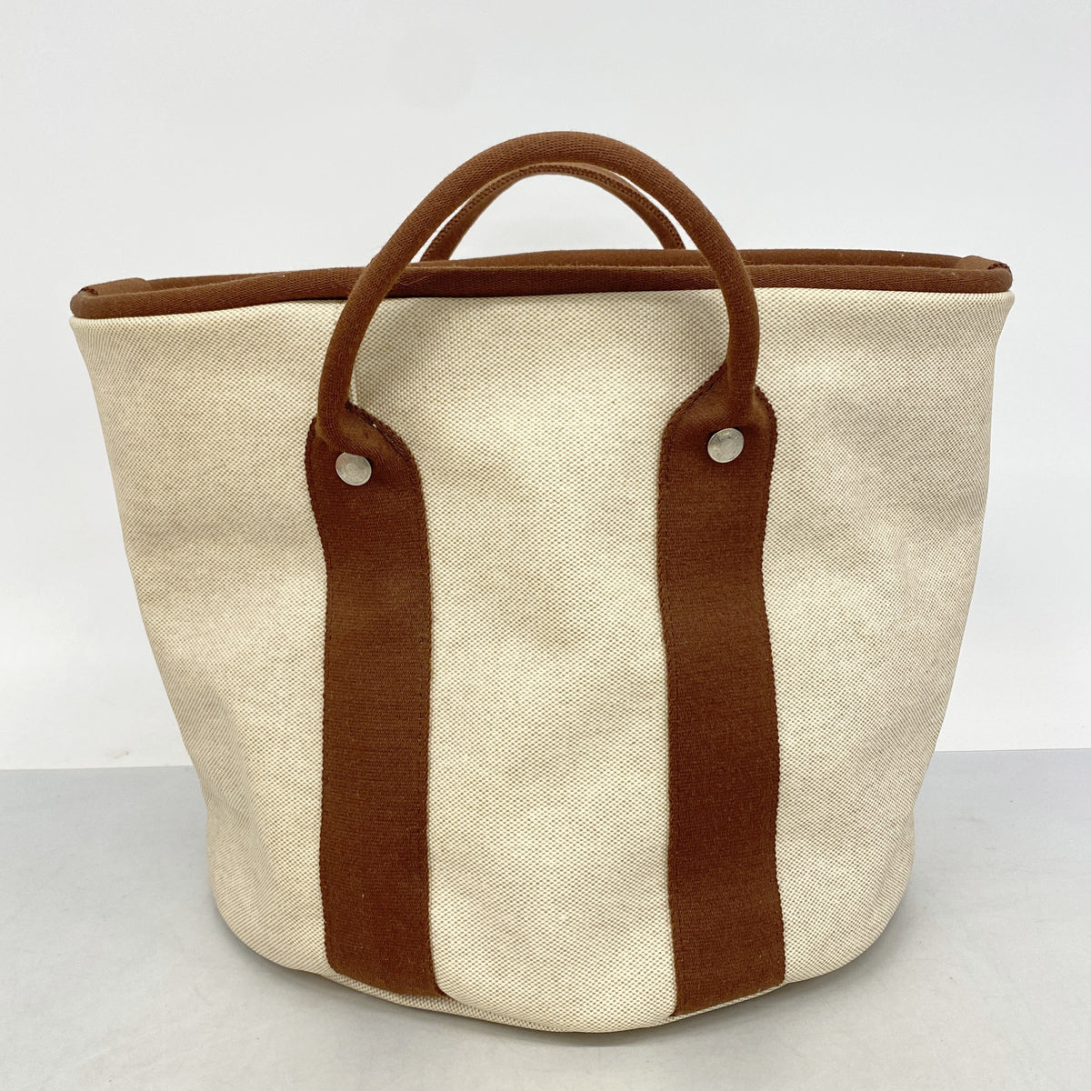 【6ia0389】エルメス トートバッグ サックアビシェット トワルアッシュ ブラウン シルバー金具【中古】レディース