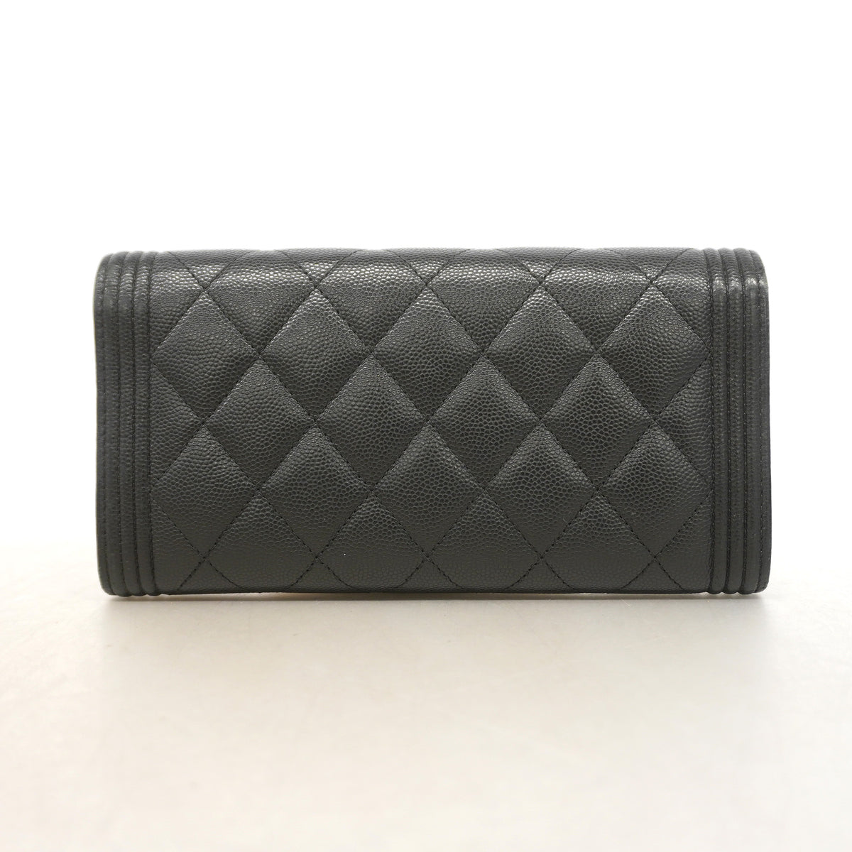 【6ia0574】シャネル 長財布 ボーイシャネル キャビアスキン ブラック ゴールド金具【中古】レディース