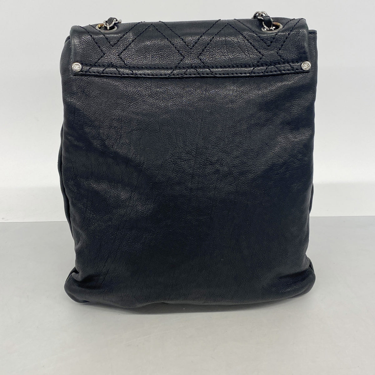 【6ia0587】シャネル ショルダーバッグ Wチェーン レザー ブラック シルバー金具【中古】レディース