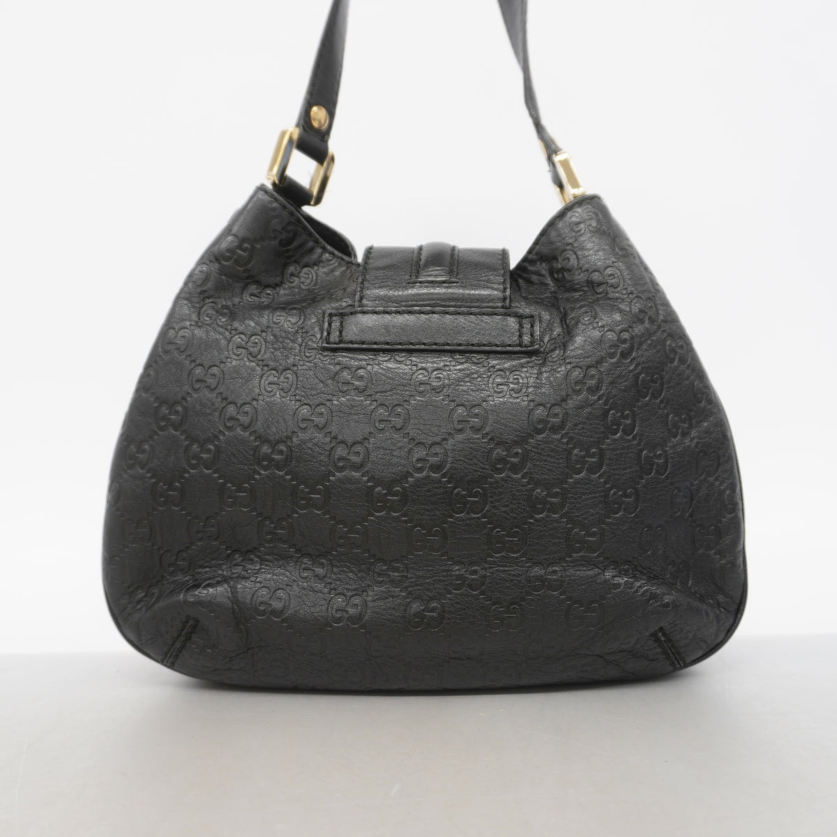 【6ia0596】グッチ ショルダーバッグ グッチシマ 233608 レザー ブラック シャンパンゴールド金具【中古】レディース