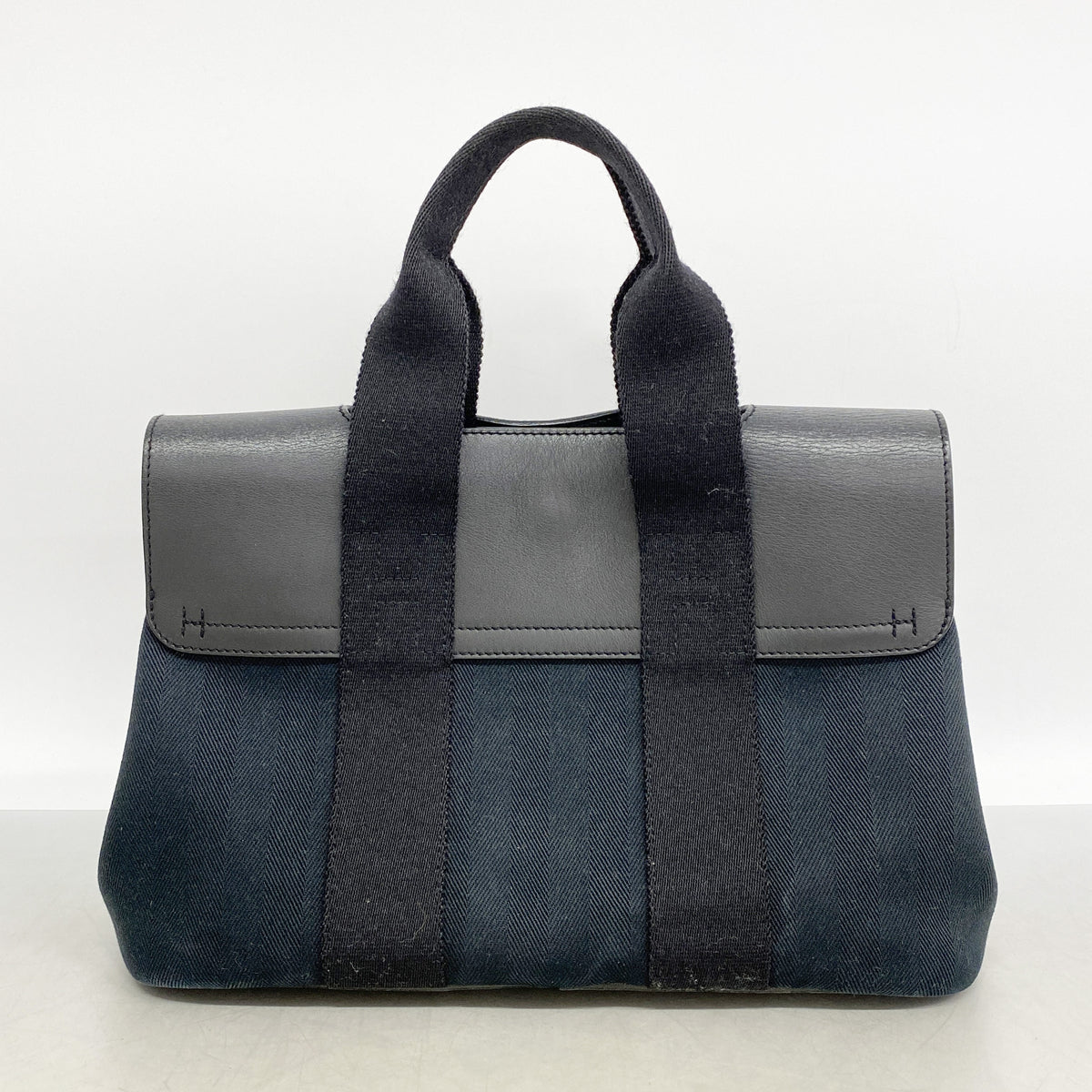 【6ia0603-k】エルメス トートバッグ ヴァルパライソPM トワルシェブロン ブラック シルバー金具【中古】レディース