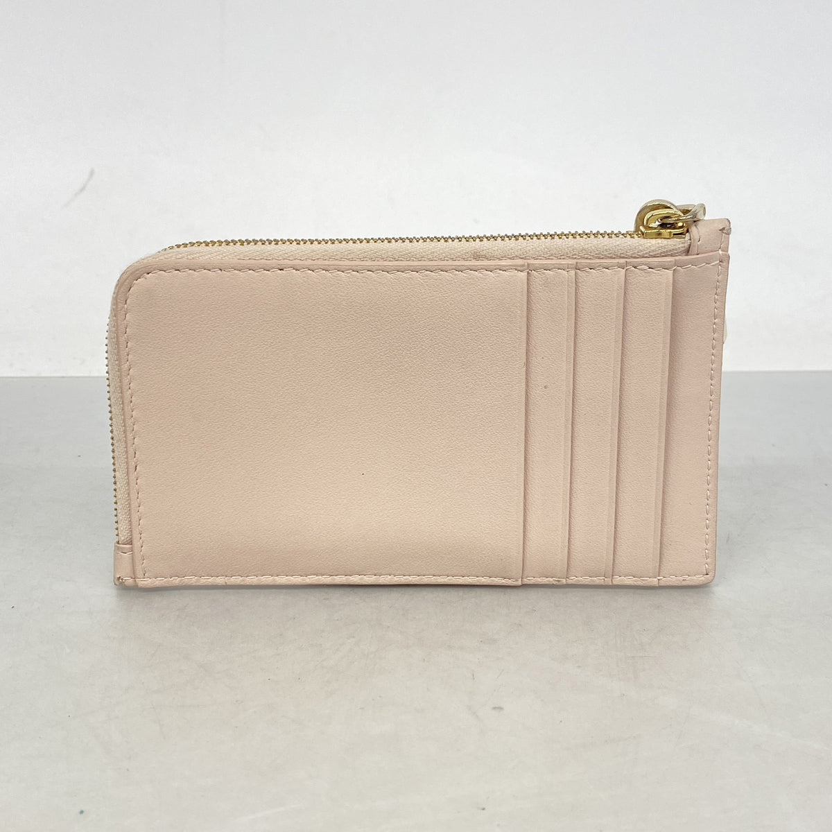 【6ia0653】クリスチャンディオール コインケース カナージュ レザー ピンク シャンパンゴールド金具【中古】レディース