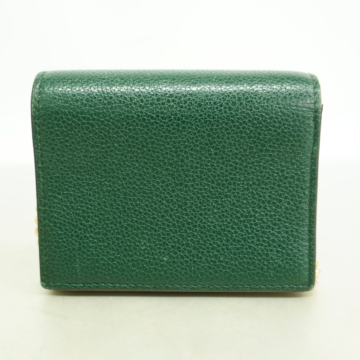 【6ia0683-k】グッチ 財布 ズゥミ 570660 レザー グリーン ゴールド/シルバー金具【中古】レディース