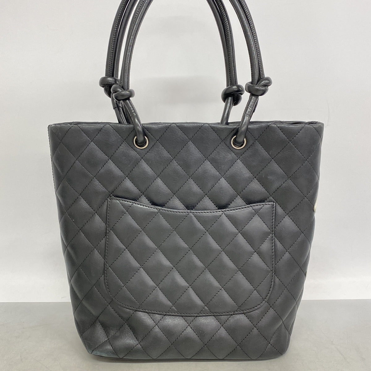 【6ia0876】シャネル トートバッグ カンボン ラムスキン ブラック シルバー金具【中古】レディース