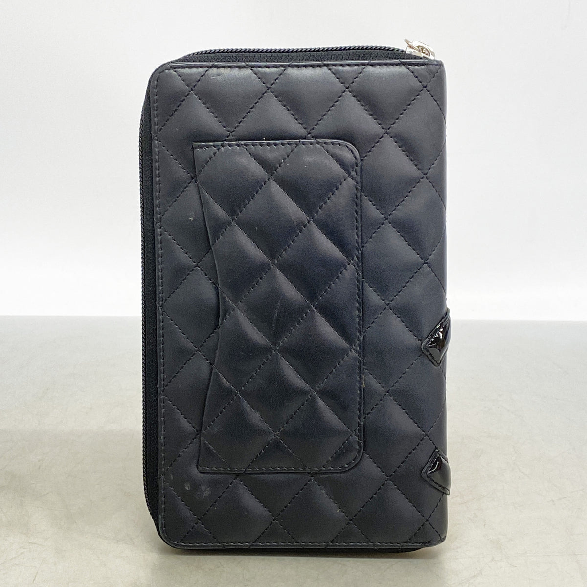 【6ia1029】シャネル 長財布 カンボン ラムスキン ブラック シルバー金具【中古】レディース