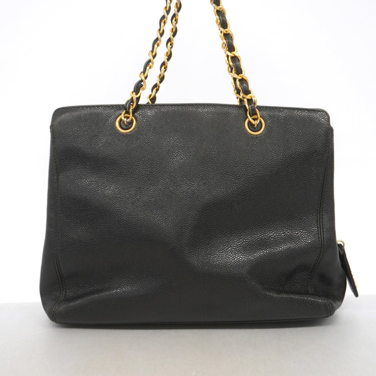 【6ia1156】シャネル ハンドバッグ キャビアスキン ブラック ゴールド金具【中古】レディース