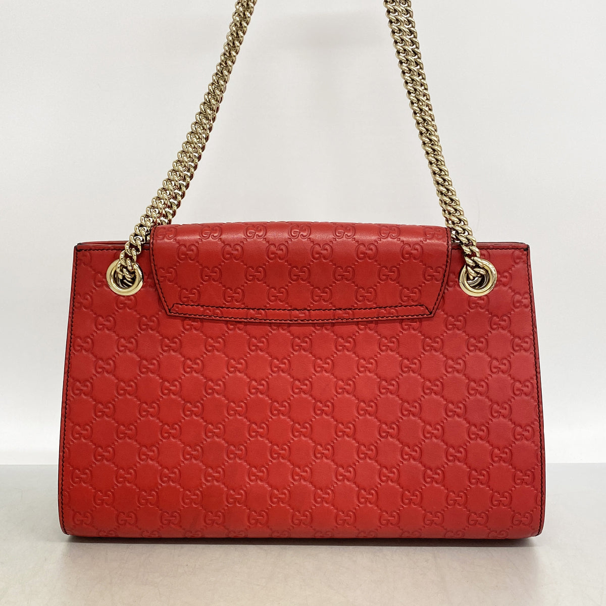 【6ia1182】グッチ ショルダーバッグ グッチシマ 295403 レザー レッド シャンパンゴールド金具【中古】レディース