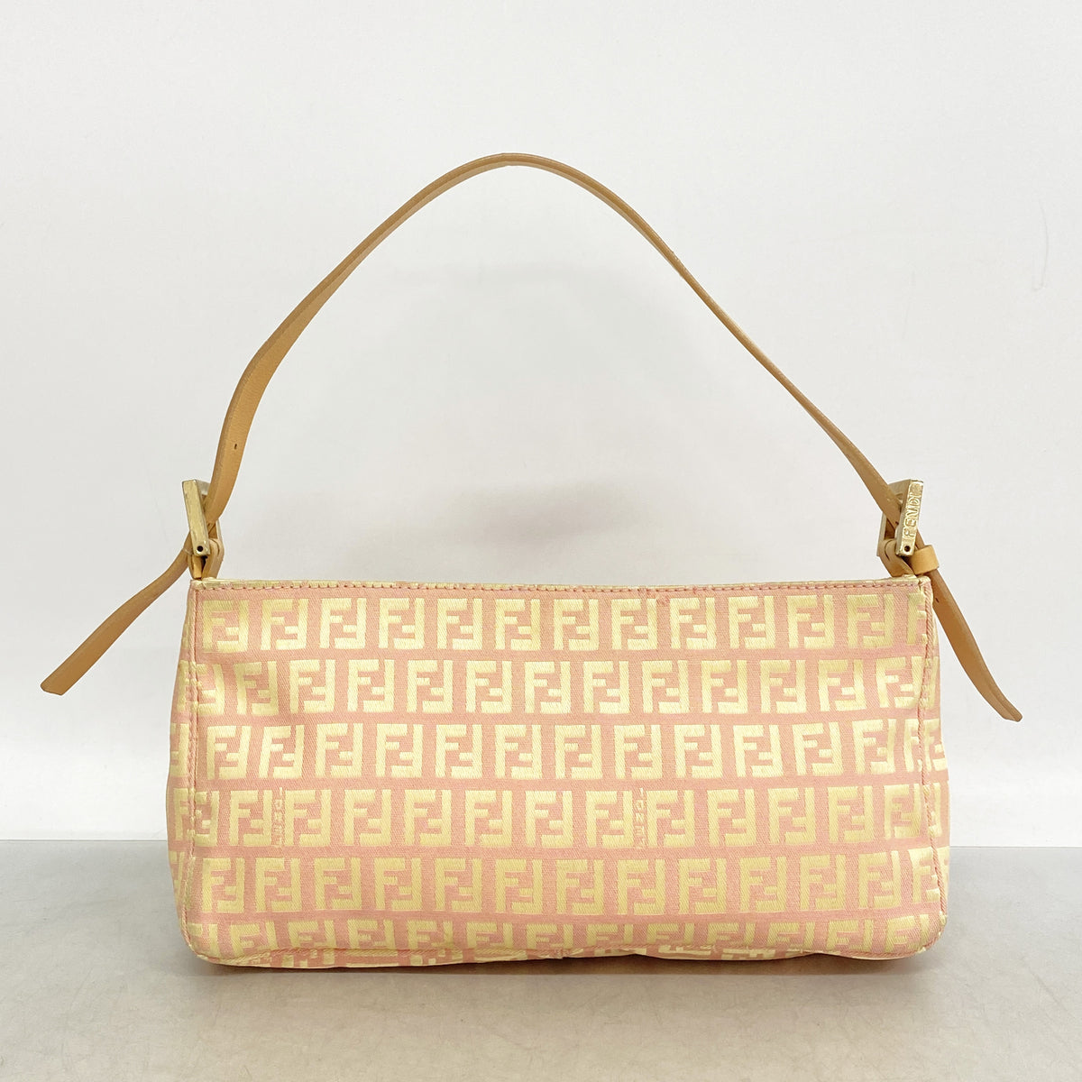 【6ia1209】フェンディ ハンドバッグ ズッキーノ ナイロンキャンバス ピンク シャンパンゴールド金具【中古】レディース