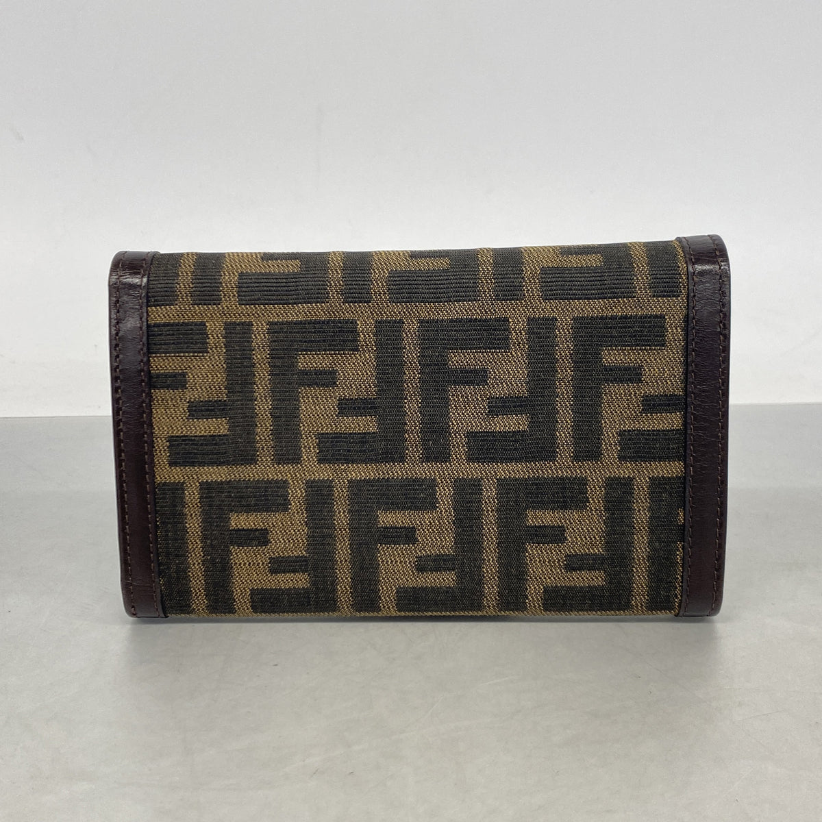 【6ib1231】フェンディ 三つ折り財布 ズッカ ナイロンキャンバス ブラウン シルバー金具【中古】レディース