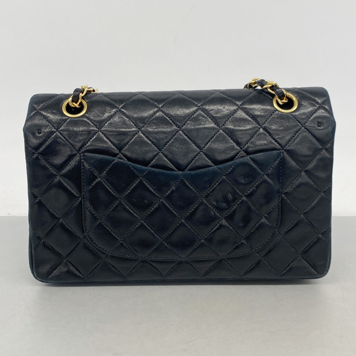 【6ib1289】シャネル ショルダーバッグ マトラッセ Wフラップ Wチェーン ラムスキン ブラック ゴールド金具【中古】レディース