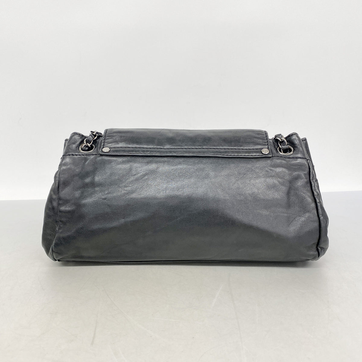 【6ib1338】シャネル ショルダーバッグ チェーンショルダー ラムスキン ブラック シルバー金具【中古】レディース
