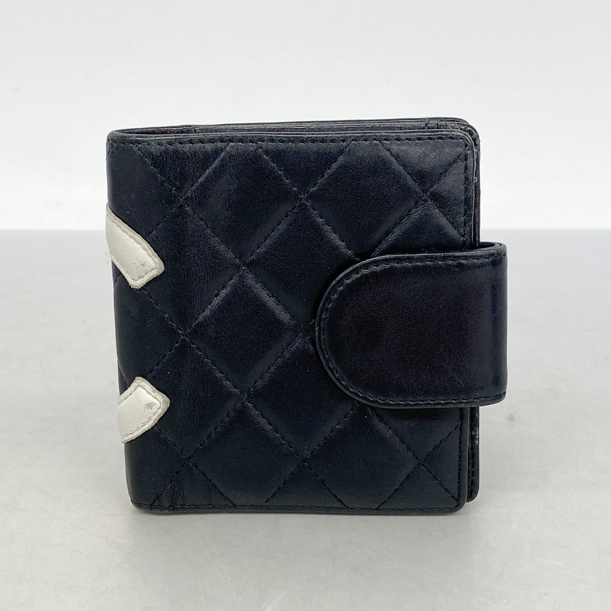 【6ib1357】シャネル 財布 カンボン ラムスキン ブラック シルバー金具【中古】レディース