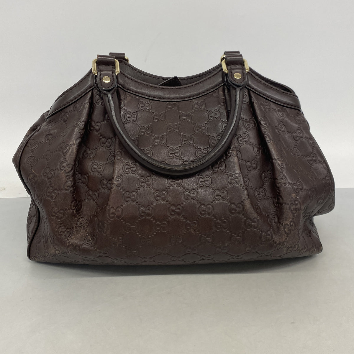 【6ib1438】グッチ トートバッグ グッチシマ 211944 レザー ブラウン シャンパンゴールド金具【中古】レディース