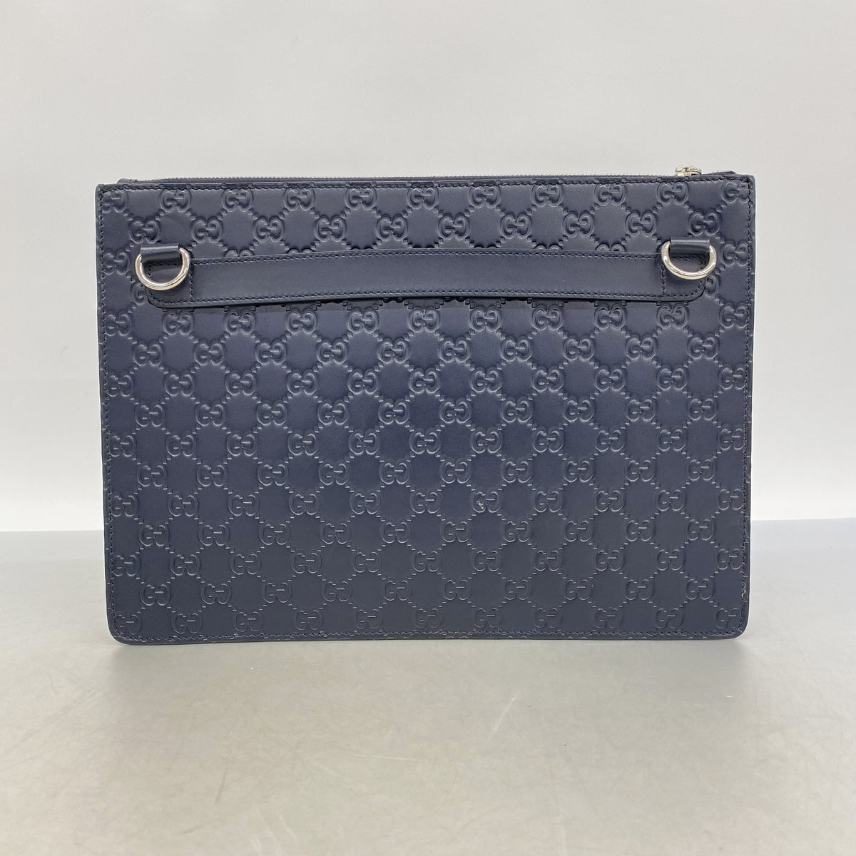 【6ib1482】グッチ ショルダーバッグ グッチシマ 429004 レザー ネイビー シルバー金具【中古】メンズ