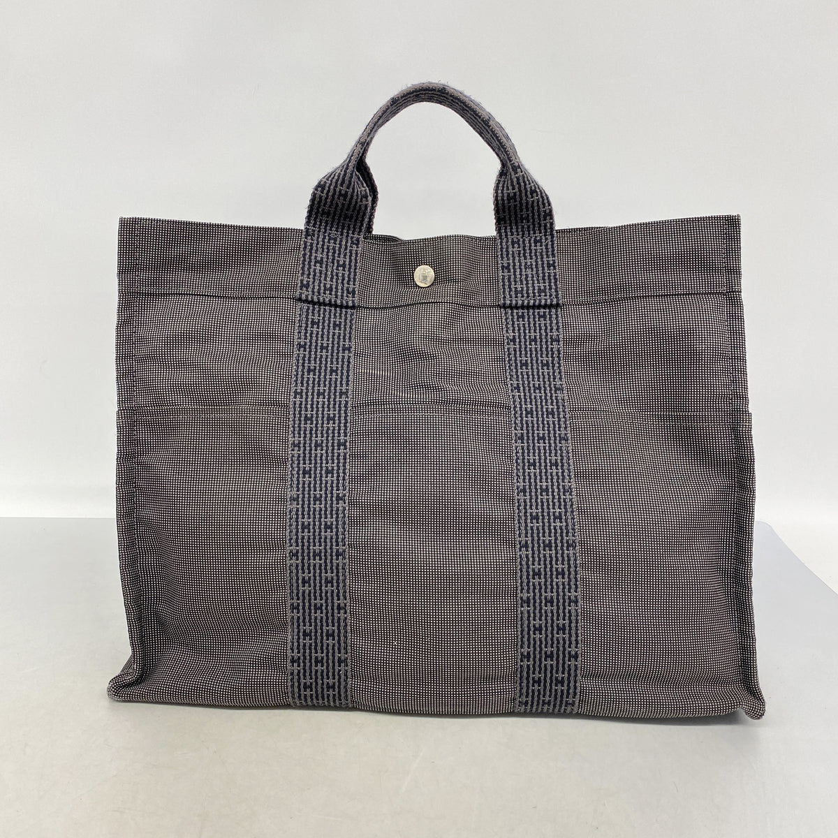 【6ib1563】エルメス トートバッグ エールラインMM ナイロン グレー シルバー金具【中古】レディース