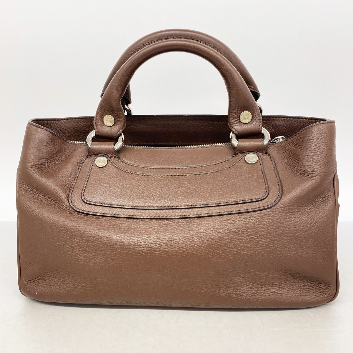 【6ib1956】セリーヌ ハンドバッグ ブギー レザー ブラウン シルバー金具【中古】レディース