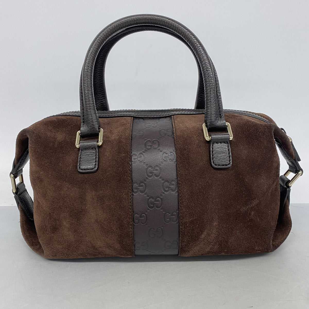 【6ib2272】グッチ ハンドバッグ グッチシマ 272375 スウェード レザー ダークブラウン シャンパンゴールド金具【中古】レディース