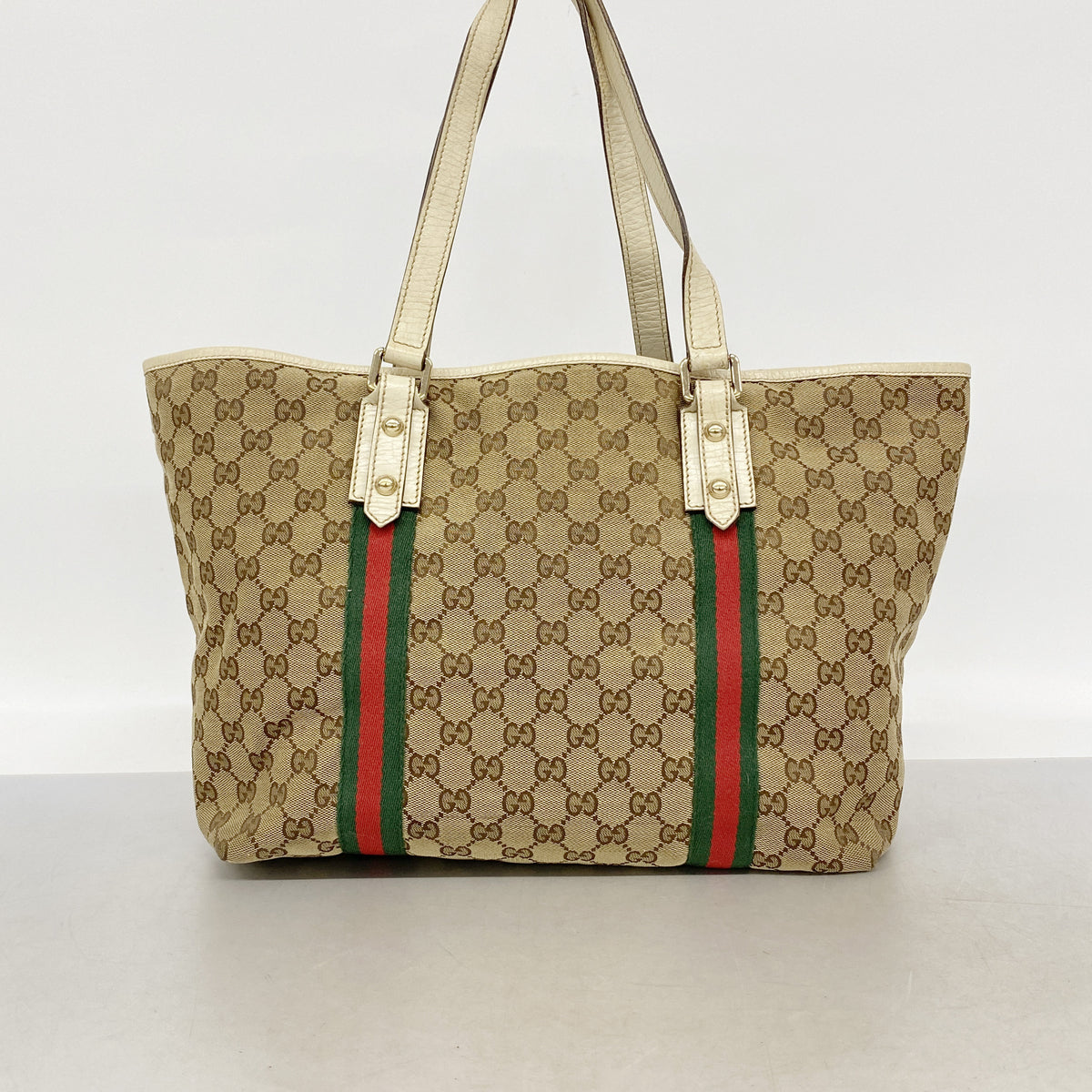 【6ib2304】グッチ トートバッグ GGキャンバス/シェリーライン 139260 キャンバス ブラウン シャンパンゴールド金具【中古】レディース