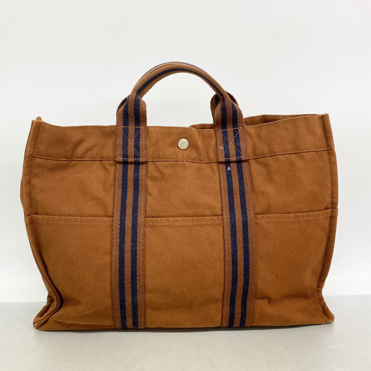 【6ib2358】エルメス トートバッグ フールトゥMM キャンバス ブラウン シルバー金具【中古】メンズ レディース ユニセックス