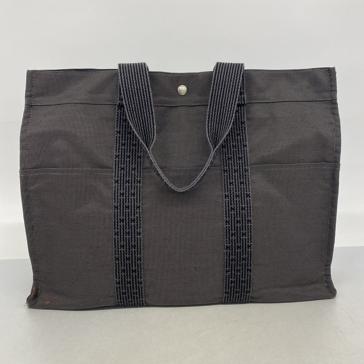 【6ib2395】エルメス トートバッグ エールラインGM ナイロン グレー シルバー金具【中古】メンズ レディース ユニセックス